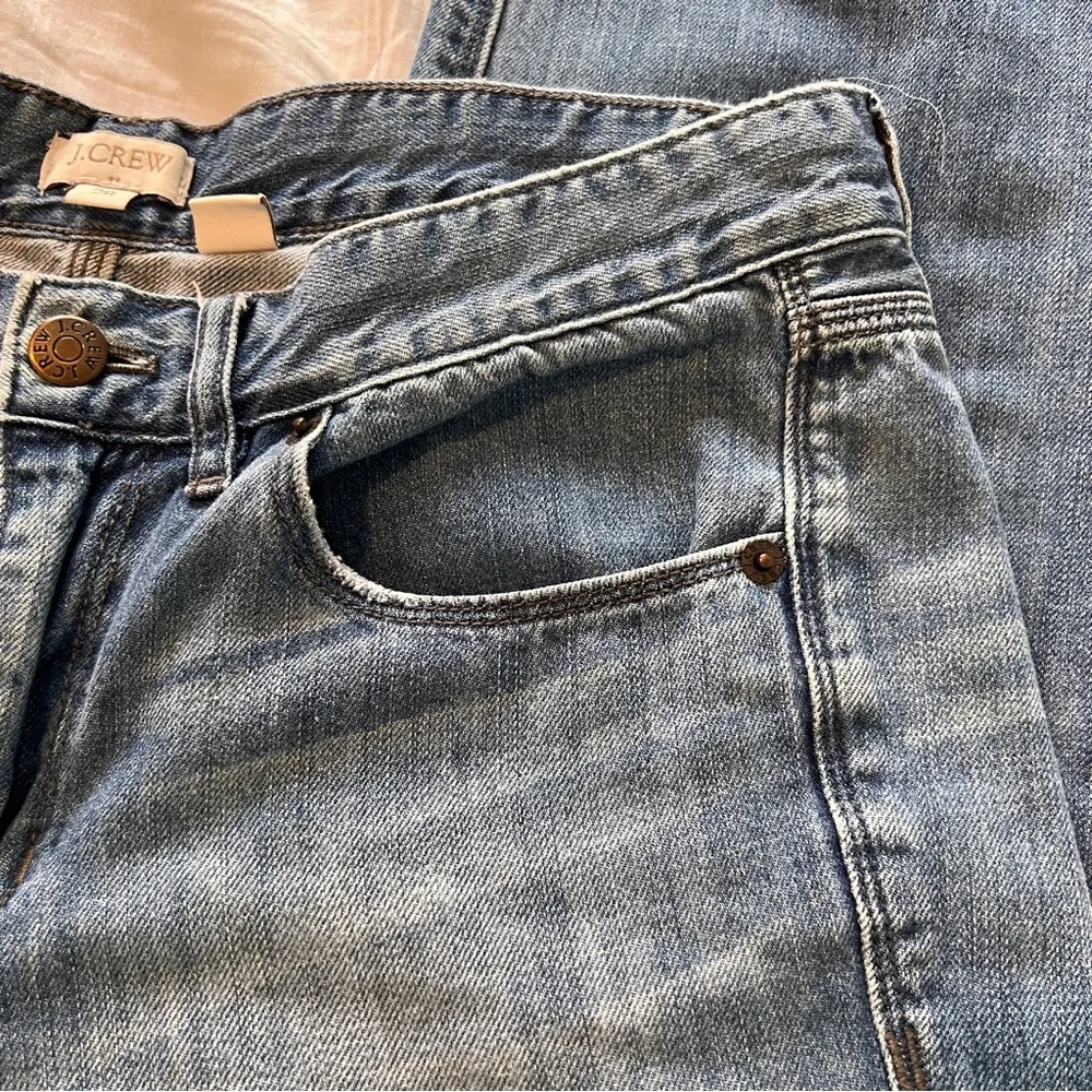 J.Crew Jeans Size 28 Distressed Cropped Straight Blue Cotton